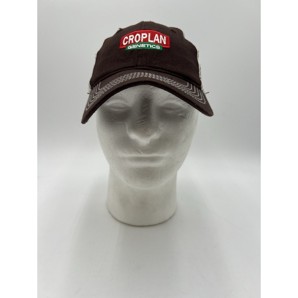 CropPlan Genetics District Threads Mesh Trucker Hat Brown White Hook Loop Cap